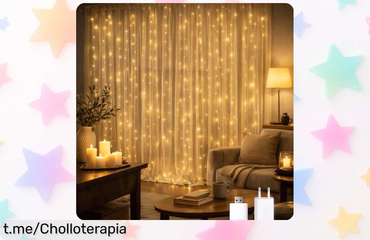 Cortina de guirnalda LED exterior que hará brillar tus noches en el jardín, ahora con precio rebajado. ¡Disfruta la magia y transforma cada momento antes de que se acabe!