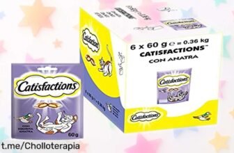Deliciosas friandises Catisfactions para gato, ahora a un precio rebajado: ¡6 paquetes de 60 g que harán feliz a tu minino! No dejes escapar esta oportunidad.