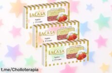 Delicioso turrón de nata y fresa Lacasa 3x250g a precio rebajadísimo: endulza tus fiestas con momentos únicos ¡Hazte con este ofertón antes de que se agote!