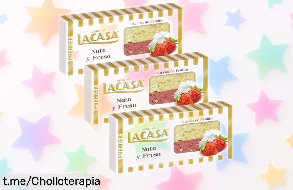 Delicioso turrón de nata y fresa Lacasa 3x250g a precio rebajadísimo: endulza tus fiestas con momentos únicos ¡Hazte con este ofertón antes de que se agote!