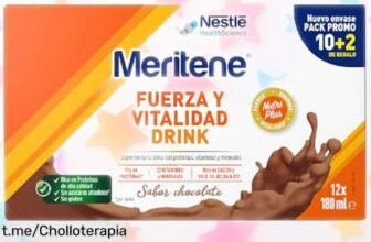 Deliciosos batidos Meritene de chocolate a precio rebajado; ¡impulsa tu energía y fuerza con 12 botellas! Aprovecha esta oferta limitada antes de que se agote.