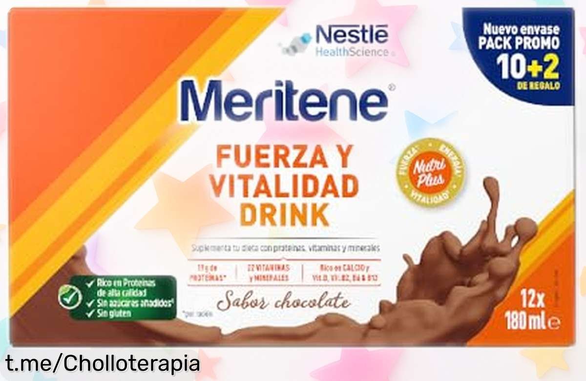 Deliciosos batidos Meritene de chocolate a precio rebajado; ¡impulsa tu energía y fuerza con 12 botellas! Aprovecha esta oferta limitada antes de que se agote.