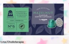 Descubre las cápsulas de café avellana compatibles con Nespresso, 20 uds en sabor intenso y cremoso a un precio increíble que no podrás resistir ¡Cada sorbo será un placer único!