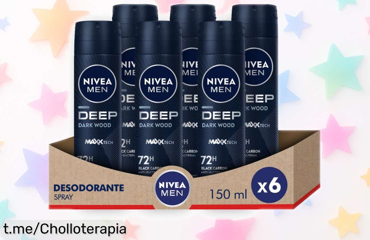 Desodorante en spray Nivea Hombre Deep Carbón, pack de 6 a precio rebajado: frescura y seguridad que no te puedes perder. ¡No dejes pasar este super chollo!