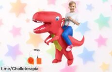 Disfraz dinosaurio hinchable para niño que se infla en 90 segundos, ¡aprovecha el precio rebajado y haz que brille en cualquier fiesta ahora mismo!