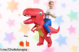Disfraz dinosaurio hinchable para niño que se infla en 90 segundos, ¡aprovecha el precio rebajado y haz que brille en cualquier fiesta ahora mismo!