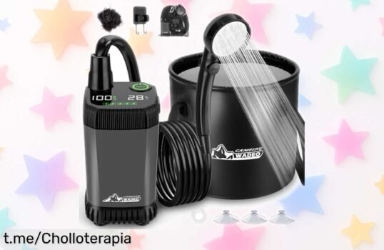 Ducha portátil Wadeo con batería duradera y pantalla LED a precio rebajado: refresca tus aventuras al instante, pero date prisa antes de que desaparezca este ofertón.