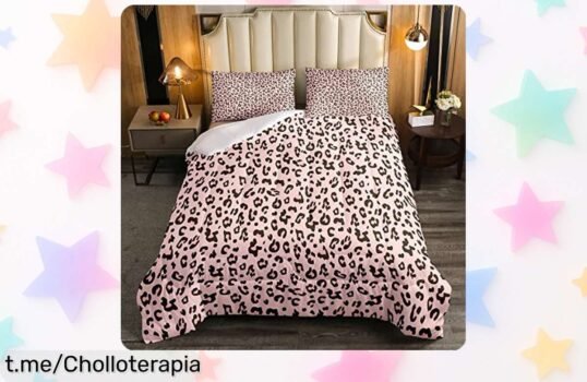 Edredón de leopardo rosa y negro ultra suave para niños a precio muy bajo, ¡llena su habitación de magia antes de que se agote esta oferta increíble!