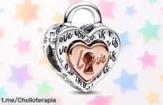 Encantador charm Pandora en forma de candado corazón chapado en oro rosa a precio rebajado, un regalo perfecto que te hará brillar. ¡Atrévete a enamorar hoy mismo!