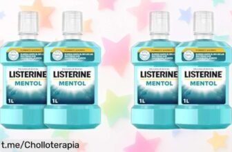 Enjuague bucal Listerine Mentol 4x1L a precio rebajado, protege tu boca y da un aliento fresco que dejará huella. ¡No te pierdas este super chollo!