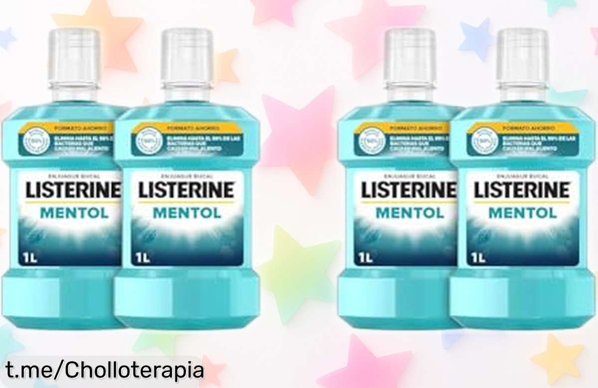 Enjuague bucal Listerine Mentol 4x1L a precio rebajado, protege tu boca y da un aliento fresco que dejará huella. ¡No te pierdas este super chollo!