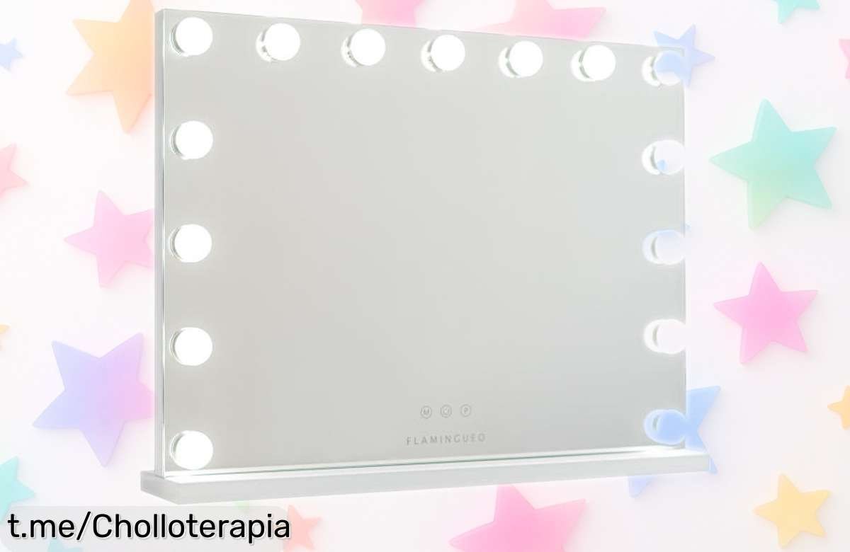 Espejo de maquillaje Flamingueo con luz Led y 15 bombillas: ¡es tu oportunidad para brillar! Precio rebajado que no puedes dejar pasar, siéntete fabulosa a toda hora.
