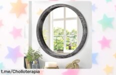 Espejo redondo de madera rústica JJUUYOU a precio rebajado: ¡Dale un toque único a tu pared con este super chollo! No lo dejes escapar, hazlo tuyo antes que desaparezca.