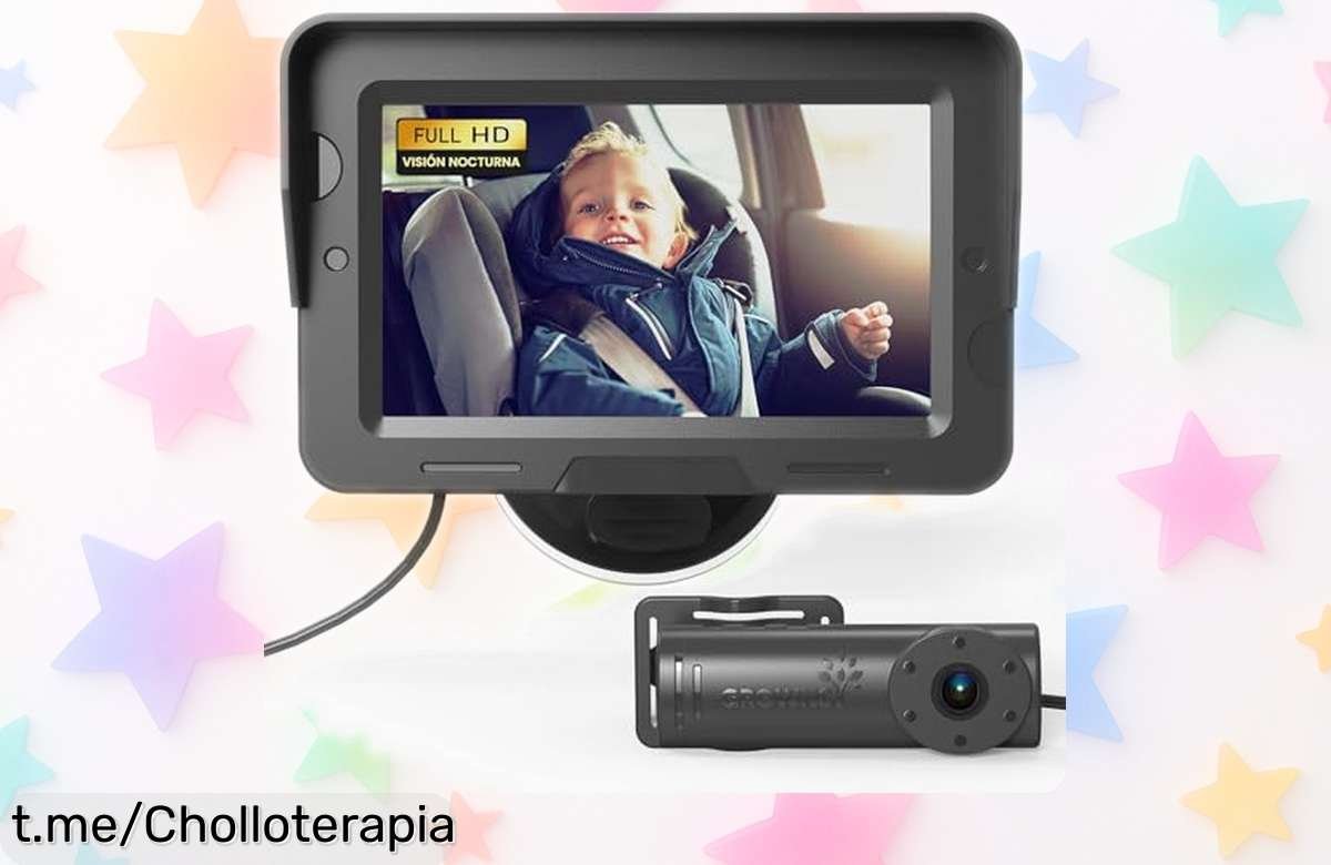 Espejo retrovisor para bebé GROWNSY con cámara HD 1080P, calidad de imagen brutal ¡aprovecha este super chollo rebajado y vive momentos inolvidables con tu peque!