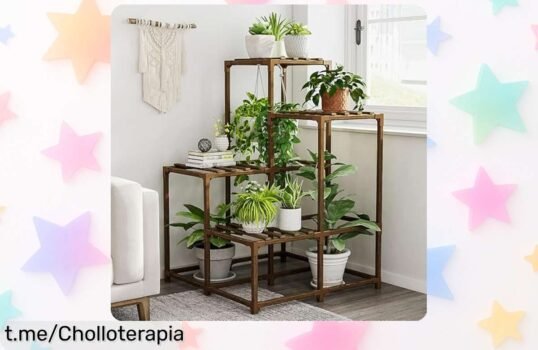Estante de plantas de esquina Bamworld, diseño único para 5 macetas, ¡precio rebajado en un super chollo que no puedes dejar escapar! Dale vida a tu hogar hoy mismo.