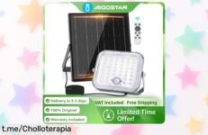 Foco solar Aigostar súper luminoso para jardín con sensor, ¡una rebaja increíble que no querrás perderte! Ilumina tu espacio y vive la tranquilidad al máximo.