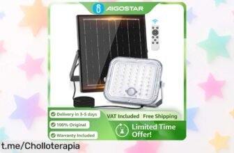 Foco solar Aigostar súper luminoso para jardín con sensor, ¡una rebaja increíble que no querrás perderte! Ilumina tu espacio y vive la tranquilidad al máximo.