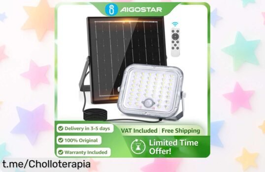 Foco solar Aigostar súper luminoso para jardín con sensor, ¡una rebaja increíble que no querrás perderte! Ilumina tu espacio y vive la tranquilidad al máximo.