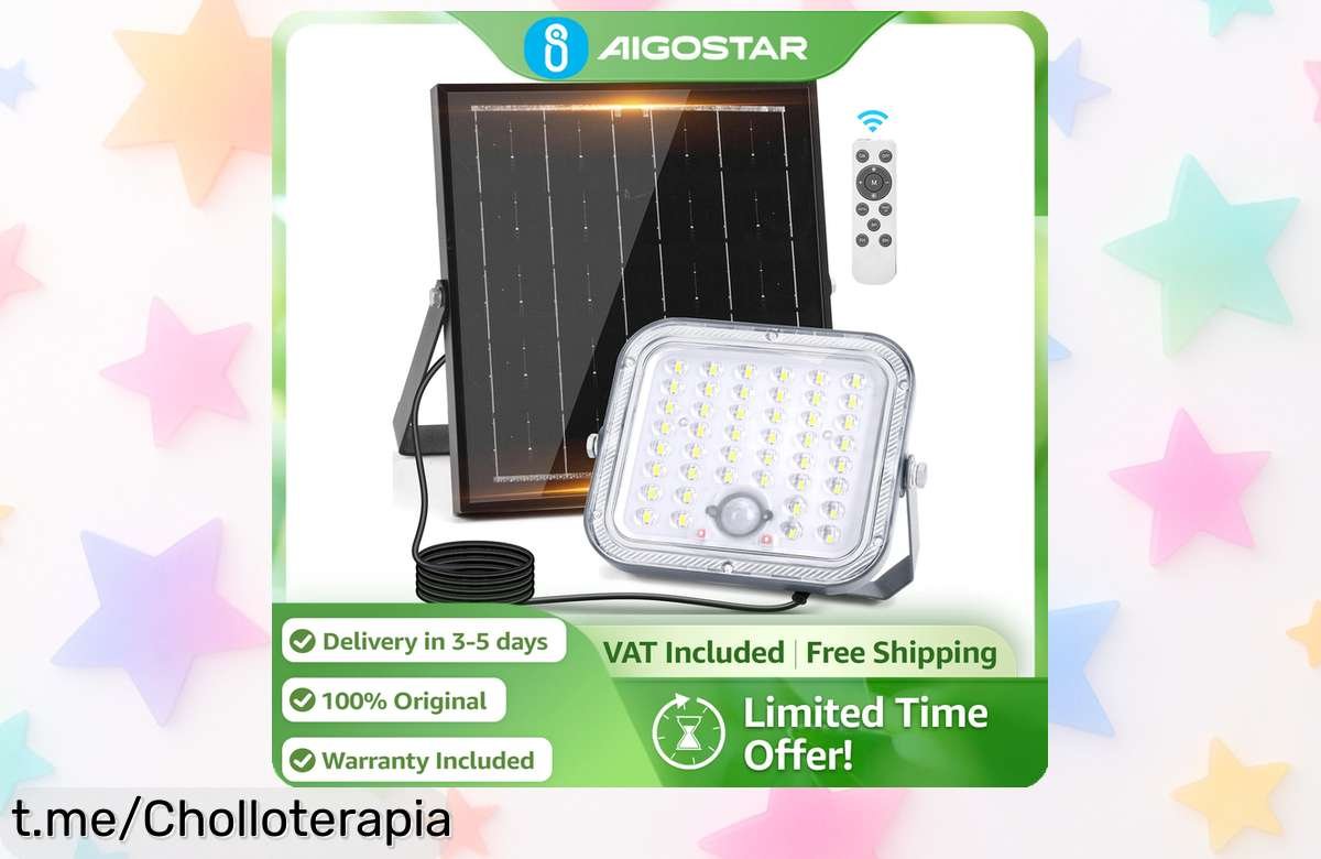 Foco solar Aigostar súper luminoso para jardín con sensor, ¡una rebaja increíble que no querrás perderte! Ilumina tu espacio y vive la tranquilidad al máximo.