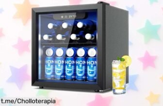 Frigorífico de bebidas con puerta de cristal y LED, capacidad para 55 latas: ¡super chollo a precio loco por tiempo limitado! Disfruta tus refrescos siempre fresquitas, no te lo pierdas.