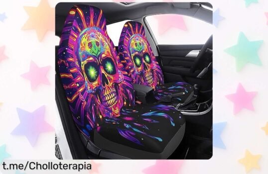 Fundas cool para asientos de coche con diseño sugar skull; dale estilo único a tu auto y aprovecha este super chollo ¡Precio rebajado solo por tiempo limitado!