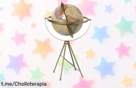 Globo terráqueo con base de metal latón: decoración educativa a un precio rebajado que vuela, ¡aprovéchalo y siente el orgullo de tener algo único en casa!