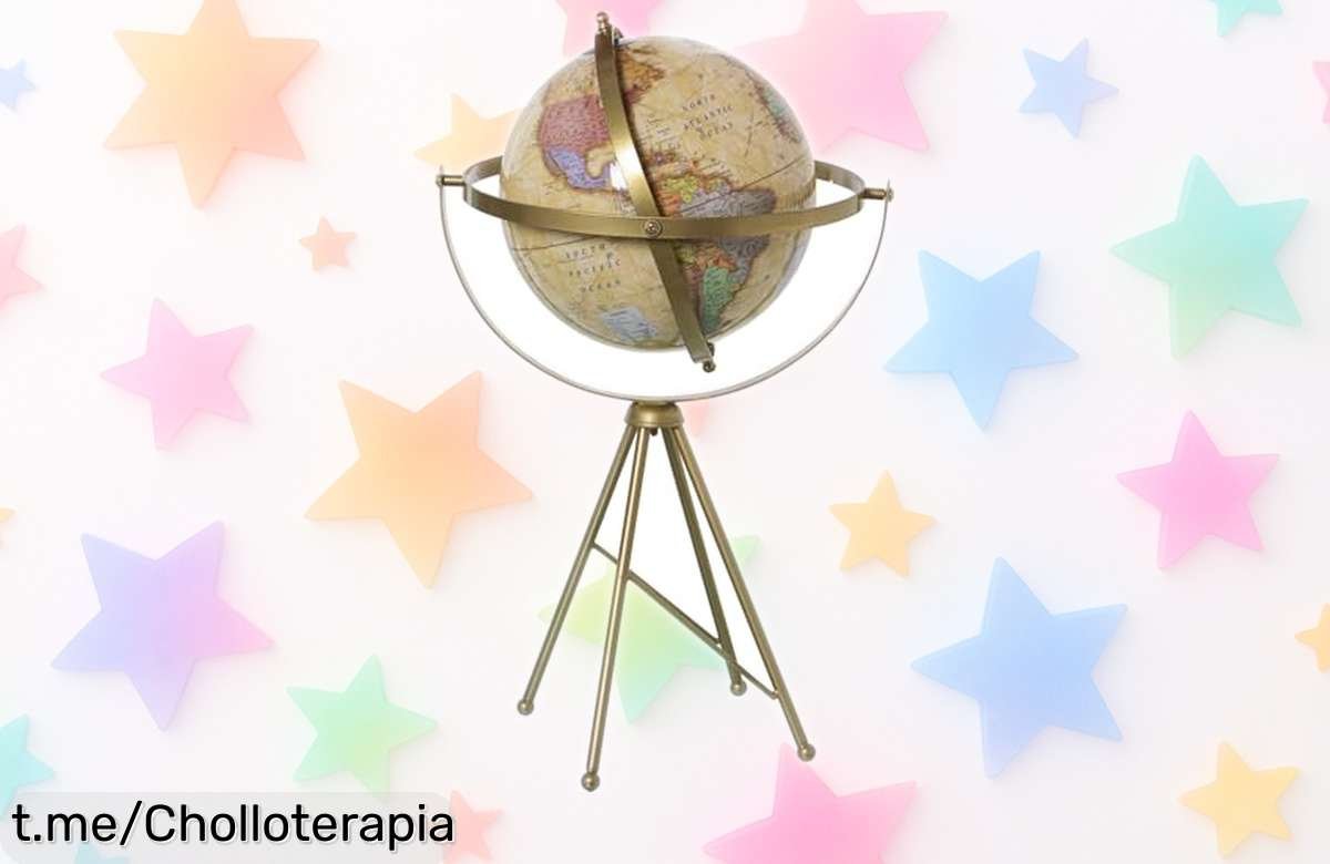 Globo terráqueo con base de metal latón: decoración educativa a un precio rebajado que vuela, ¡aprovéchalo y siente el orgullo de tener algo único en casa!