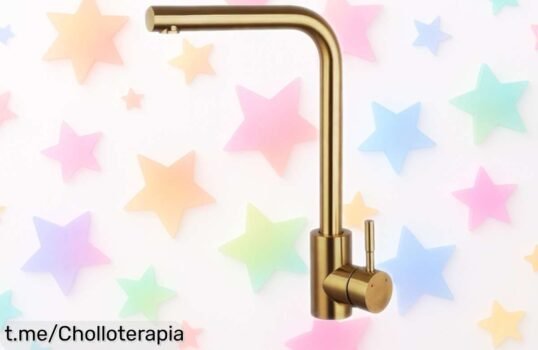 Grifo de cocina de acero inoxidable dorado London, 360° y aireador desmontable: ¡aprovecha este super chollo rebajado para transformar tu hogar ahora mismo!