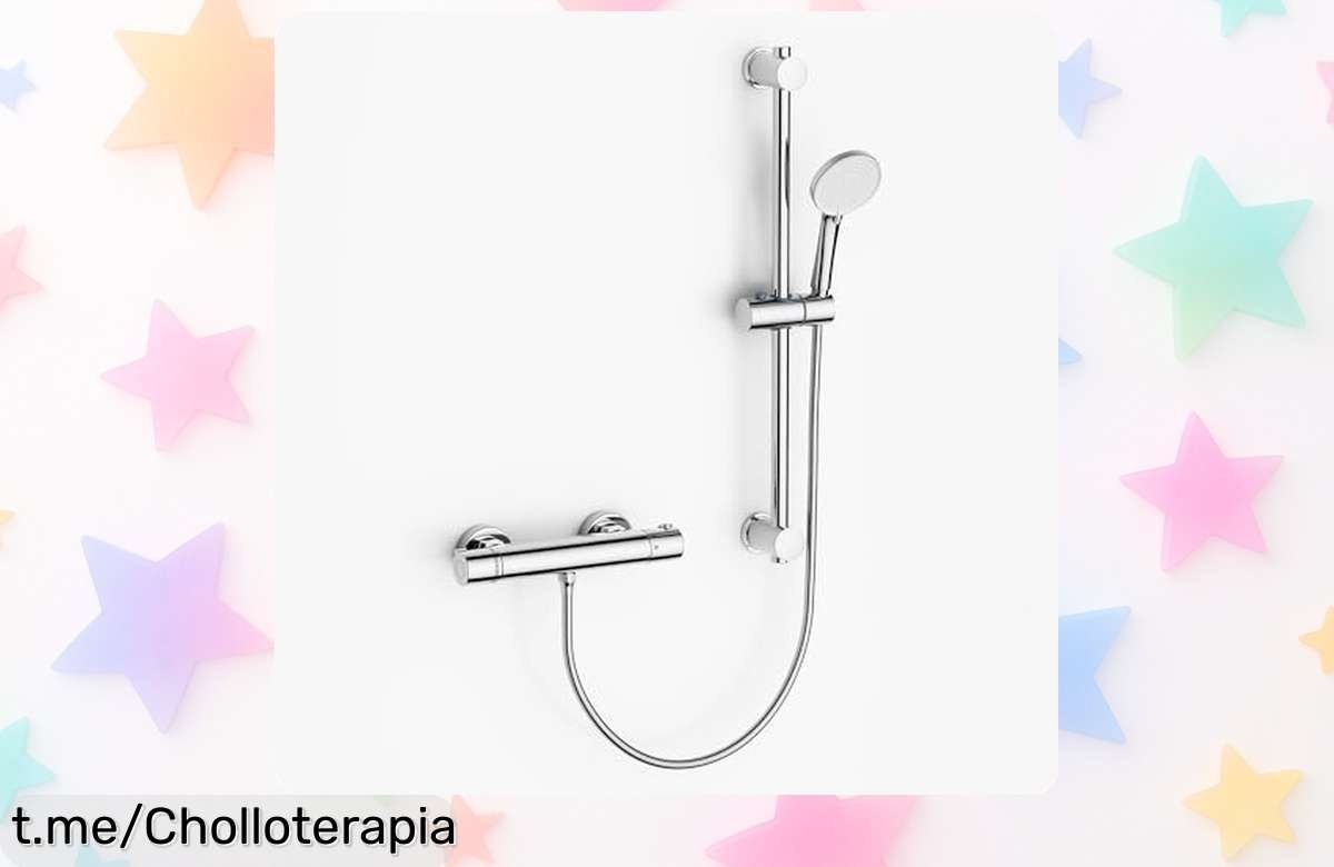 Grifo termostático para ducha morado con barra y teleducha de 1.5 m, ¡ofertón increíble que no puedes dejar escapar! Disfruta tu ducha perfecta a un precio rebajado ya mismo.
