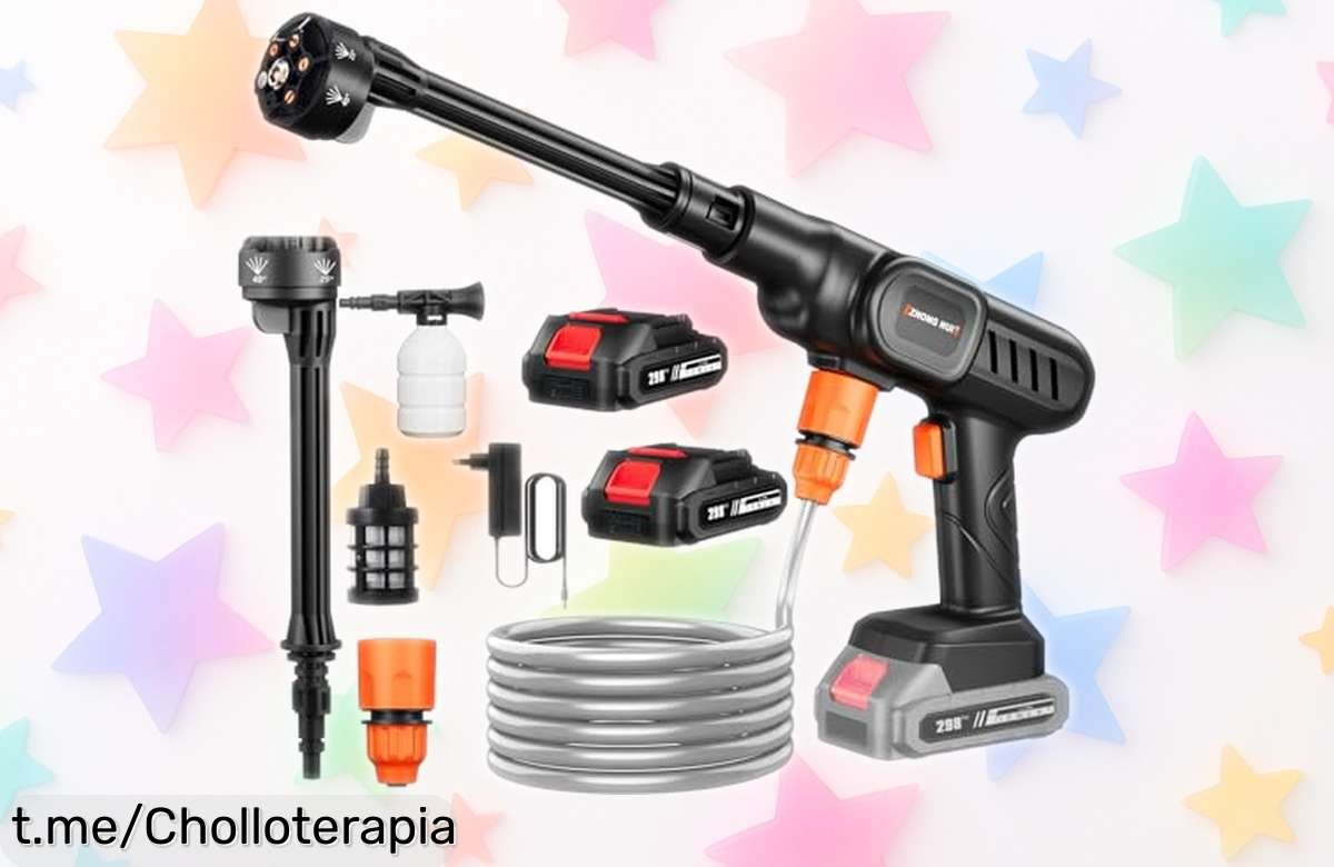 Hidrolimpiadora a batería súper potente con 60 bar y boquilla 6 en 1 rebajada, ¡limpia sin parar y disfruta de un ofertón que hará brillar tu hogar!