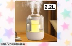 Humidificador de aire de gran capacidad con luz LED nocturna a precio loco, disfruta del frescor en tu hogar y respira mejor durante la noche, ¡no te quedes sin él!
