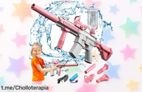 Impactante pistola de agua eléctrica automática con batería recargable; diversión asegurada a 9 metros y precio rebajado, ¡no te quedes sin la tuya para este verano!