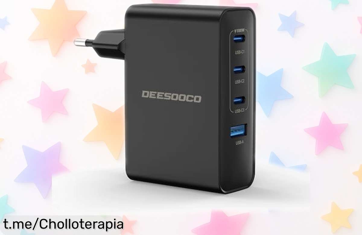Impresionante cargador DEESOOCO de 100 W para cargar hasta 4 dispositivos a la vez, oferta brutal que no puedes perderte y hará tu día a día mucho más cómodo.