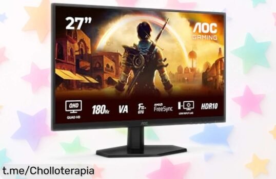 Impresionante monitor gaming QHD de 27 con tasa de 180 Hz, ¡rebajado y listo para que vivas conquistas épicas! No lo pienses más y mejora tu juego ahora o lamentarás el momento.