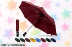 Impresionante paraguas TechRise rojo, ligero y resistente al viento, ¡ahora a un precio rebajado que no creerás! No te quedes sin él en tus días grises.