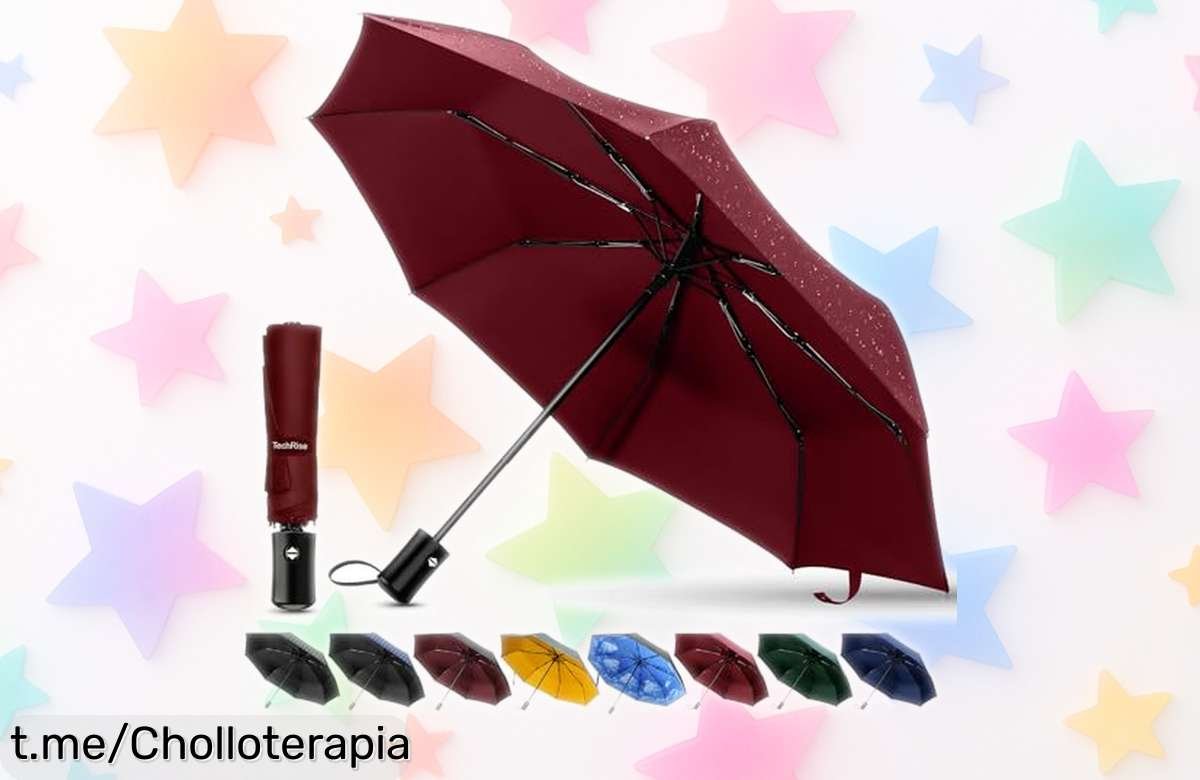 Impresionante paraguas TechRise rojo, ligero y resistente al viento, ¡ahora a un precio rebajado que no creerás! No te quedes sin él en tus días grises.