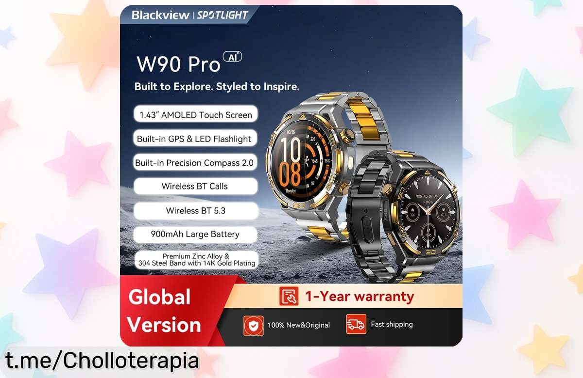 Impresionante reloj inteligente Blackview W90 Pro, resistente al agua y con GPS: disfruta de su pantalla AMOLED HD y batería de 20 días. ¡No te pierdas este ofertón exclusivo!