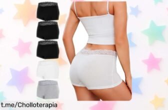 Impresionantes braguitas Leversic con encaje en pack de 5, ¡super chollo para sentirte hermosa y fresca! Precio rebajado por tiempo limitado, corre antes que se agoten.