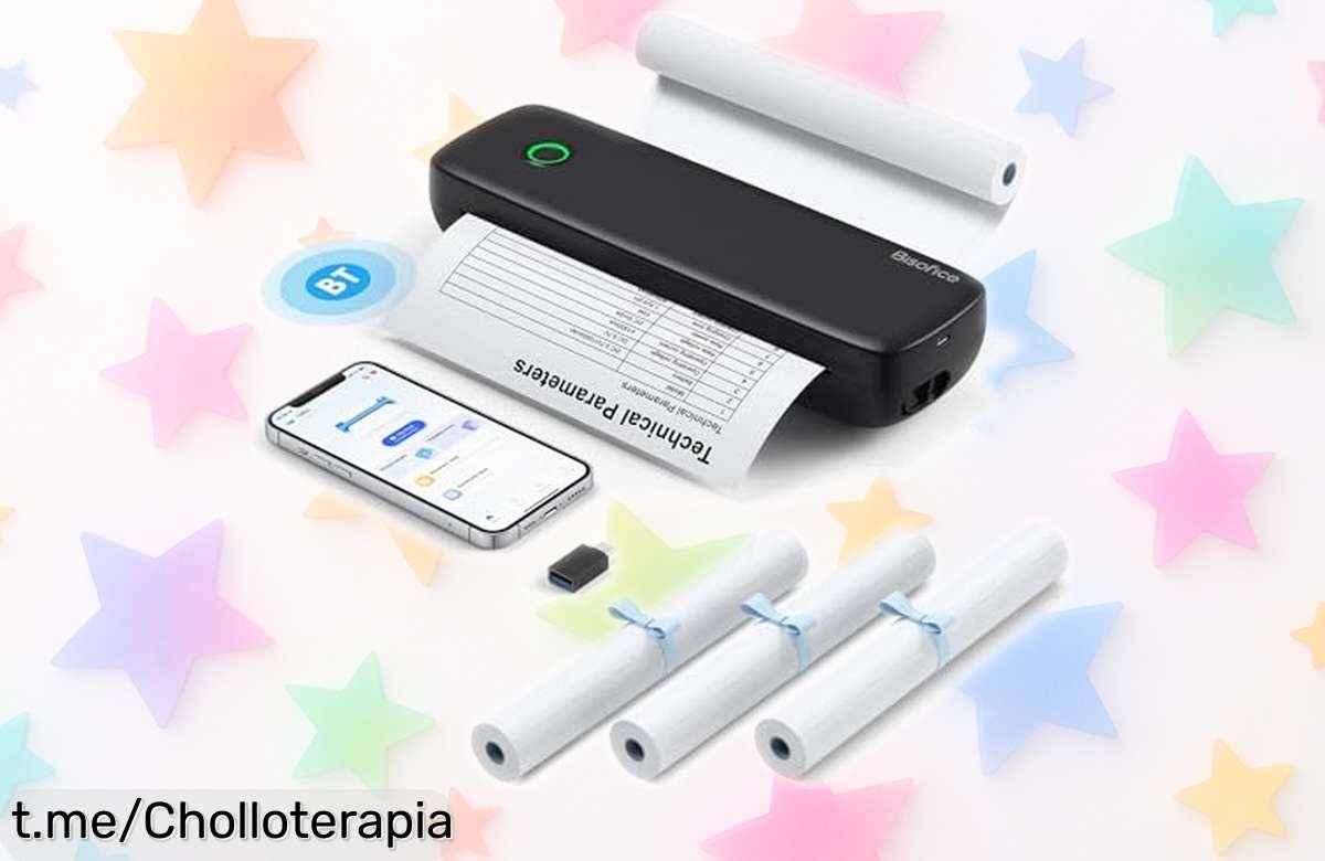 Impresora térmica portátil A4 Bisofice, ideal para imprimir donde quieras. ¡Ven por este super chollo con precio rebajado antes de que se agote y haz tu vida más fácil!