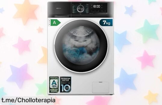 Increíble lavadora Cecotec 7 kg con motor inverter y vapor, ¡rebajada para que dejes tu ropa impecable! No pierdas esta súper oportunidad única, actúa ya o te quedas sin ella.