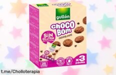 Irresistibles galletas mini choco bom sin gluten, ¡súper ricas en fibra! Aprovecha el precio rebajado y disfruta de un snack delicioso que no podrás resistir. ¡Corre que vuelan!