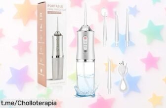 Irrigador bucal portátil con 3 boquillas y 4 modos, ¡ahora a un precio rebajado increíble! No dejes pasar este super chollo y cuida tu sonrisa como nunca antes.