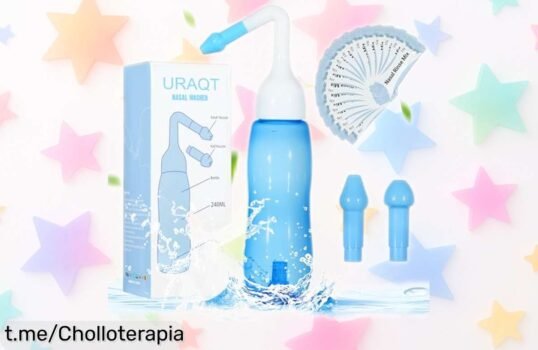 Irrigador nasal URAQT con boquillas para toda la familia a precio loco. ¡No dejes escapar esta oferta limitada y respira mejor ya!