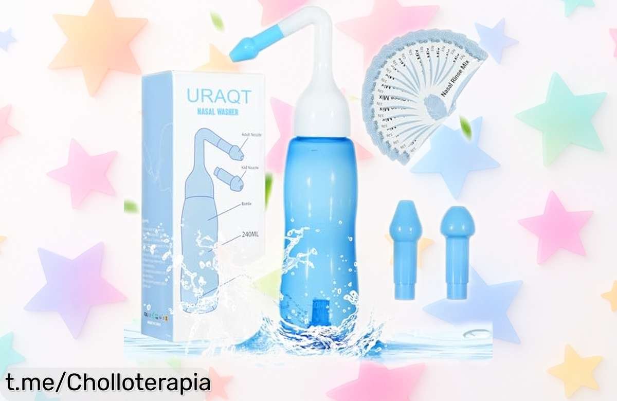 Irrigador nasal URAQT con boquillas para toda la familia a precio loco. ¡No dejes escapar esta oferta limitada y respira mejor ya!