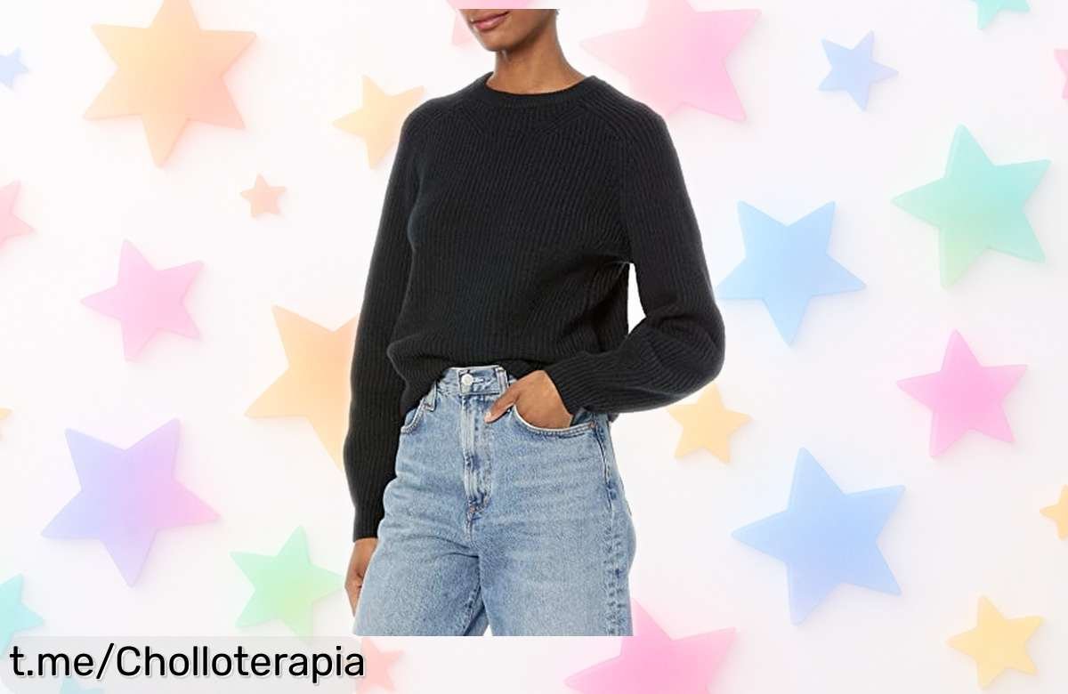 Jersey acanalado negro de Amazon Essentials, el super chollo que elevará tu estilo; ¡aprovéchalo antes de que se agote y luce espectacular ya!