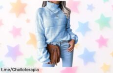 Jersey grueso NLAND para mujer con cuello alto, ¡precio rebajado increíble! Añade estilo y calidez a tus días de frío. No dejes pasar esta oportunidad única, ¡hazlo tuyo ya!