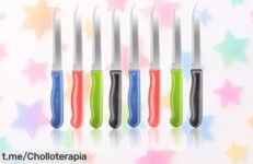 Juego de 8 cuchillos profesionales XIKAYA con mango colorido, ofrece un ofertón irrepetible para que cortes como todo un chef y conquistes la cocina sin esfuerzo. ¡No te lo pierdas!