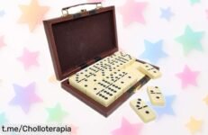 Juego de dominó doble 28 con caja de piel sintética a un precio loco, ideal para risas y momentos inolvidables. ¡No te pierdas esta oferta limitada!