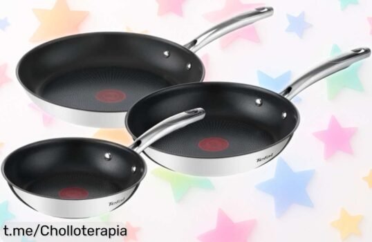 Juego de sartenes Tefal Duetto con titanio, aptas para inducción y horno, ¡rebajadas a un precio impresionante! Lleva la felicidad a tu cocina hoy mismo.