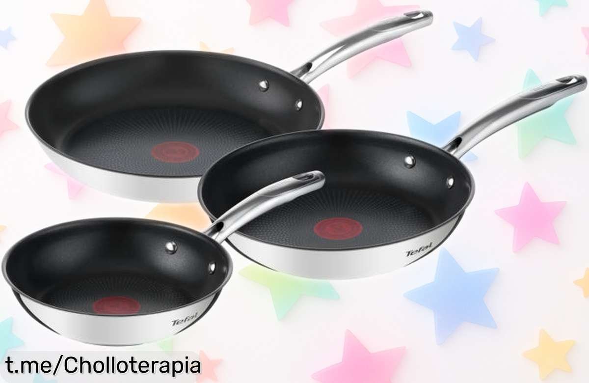 Juego de sartenes Tefal Duetto con titanio, aptas para inducción y horno, ¡rebajadas a un precio impresionante! Lleva la felicidad a tu cocina hoy mismo.